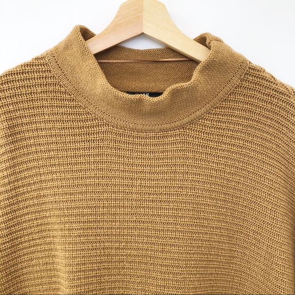 H&M Oversized Mock Neck Poncho Style Sweater Tan - Picture 4 of 11